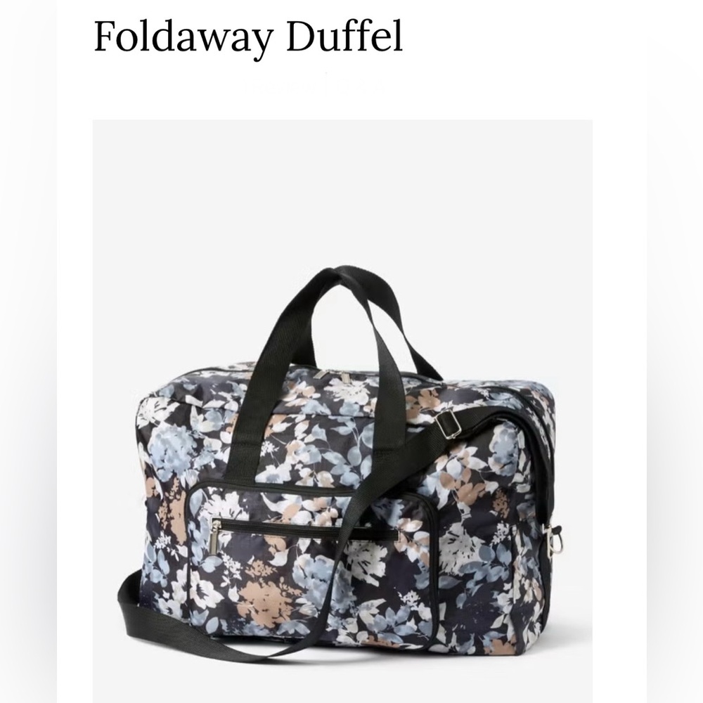 Tote Bag, Travel Bag, Foldaway Duffel Bag-Black,Gray,Tan & White Floral Pattern